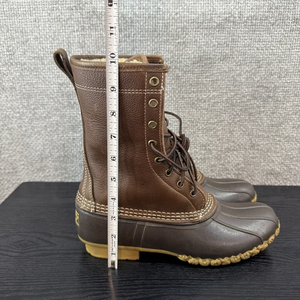 L.L. Bean‎ Women's Bean Boots 9N Narrow Brown Shearling Leather Vintage 90's New